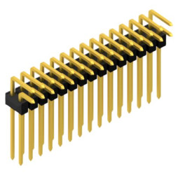 Pin header, 30 pole, pitch 2.54 mm, angled, black, 10053206