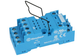 Gniazdo przekaźnika; F94.74.SMA; śrubowy na panel; na szynę DIN35; niebieski; z obejmą; Finder; RoHS; Kompatybilne z przekaźnika