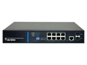 Switch 19 RACK 8x port RJ45 (Gigabit Ethernet 1000Mb/s) + 2x port SFP Uplink 1Gb/s + 1 port konsolowy RJ45, przełącznik zarządza