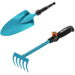 GARDENA 17354-60 Combisystem Tool Set: Trowel Rake Handle for Planting
