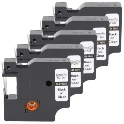 Taśma 5x D1 45010 do drukarki DYMO 12mm 7m przeźroczysta taśma czarny /5szt./nadruk