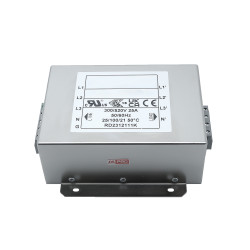 Filtr sieciowy 25A 3-fazowy 680kΩ/1MΩ 300/520 V AC 50 → 60Hz 4 x 0,9mH RS PRO Montaż w obudowie