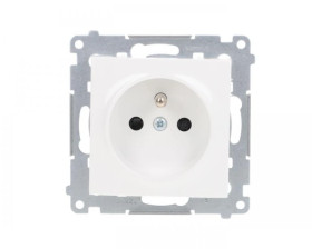 Simon 54 Gniazdo pojedyncze z/u 16A IP20 z przesłoną torów białe DGZ1Z.01/11