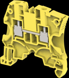 Feed through terminal, spring-clamp connection, 0.2-4.0 mm², 2 pole, 32 A, 8 kV, yellow, 1SNK505060R0000
