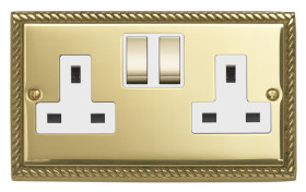 Gniazdo wtykowe Typ G - brytyjski Montaż ścienny Contactum ścieżki: podwójne z przełącznikiem 13A Zacisk śrubowy