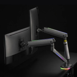 Uchwyt na dwa monitory gamingowy NanoRS, podświetlenie LED RGB, 17-32, max. 9kg, VESA 75x75 / 100x100, RS166