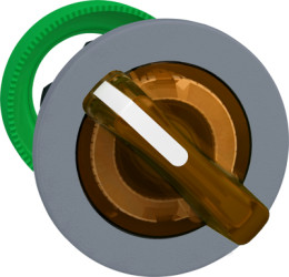 Toggle switch, 2 positions, illuminable, latching, waistband round, orange, front ring gray, 90°, mounting Ø 30.5 mm, ZB5FK1253C