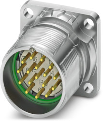 Surface-mounting plug, M23, 17 pole, solder connection, standard/ONECLICK quick locking system, straight, 1339334
