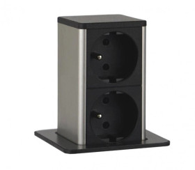 POP UP gniazdo B/B 2xUTE przew. 2m z wtyczką czarny 8042