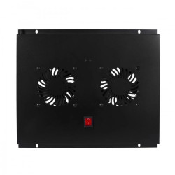 Panel 2x wentylator RACK 19 do szaf 600x600 podsufitowy czarny NEKU FLR GREEN