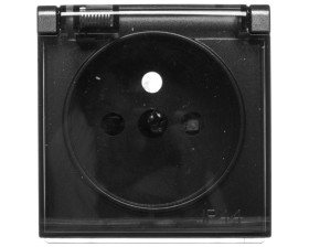 Simon 54 Pokrywa gniazda do wersji IP44 z przesłonami z klapką transparentną antracyt DGZ1BUZP/48A