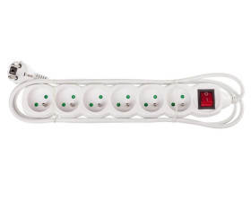 Przedłużacz z wyłącznikiem 6-gniazd z/u 2m /H05VV-F 3G1/ biały P1612