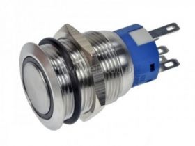 Przycisk stabilny 19mm płaski LED zielony 12V