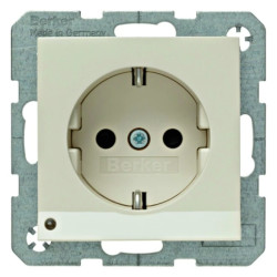Gniazdo SCHUKO z podświetleniem orientacyjnym Berker B.Kwadrat kremowy połysk 41098982