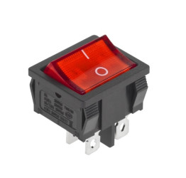 6A 230V 4-pin DPST ON-OFF Wide Illuminated Rocker Switch PRK0126, Red