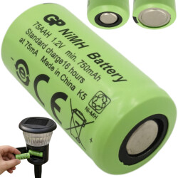Akumulator do pakietu GP 2/3AA Ni-Mh 1,2V 750mAh 75AAH-B 14,5x28,7mm