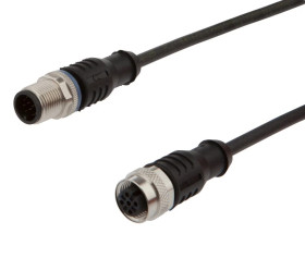 Złącze kablowe M12 żeńskie 4-pinowe proste M12 męskie 4-pinowe proste 4x0,34mm 30V -30-90stC IP67 0,3m VK03E210