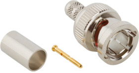 BNC plug 75 Ω, RG-59, RG-62, Belden 8221, Belden 9228, crimp connection, straight, 112952