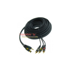 Kabel SVHS+jack 3.5mm/3*RCA 15m Łezka złoty