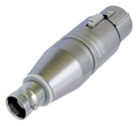 Adapter, BNC socket to XLR socket 3 pole, silver, NA2FBNC