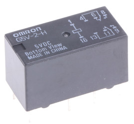 Przekaźnik sygnału, 5V dc, 1 A, DPDT, 2-polowy, montaż PCB, Omron Cradle N