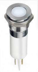 Lampka kontrolna do montażu panelowego 220V ac, biała 12mm LED Chrom Faston, oczko lutownicze RS PRO