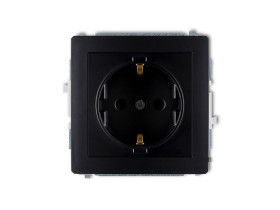 DECO Gniazdo pojedyncze z uziemieniem schuko (przesłony torów prądowych) czarny mat 12DGP-1sp KARLIK