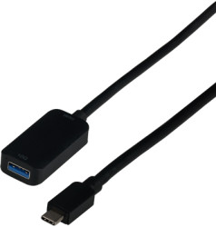USB 3.2 extension cable, USB plug type C to USB socket type A, 5 m, black, EBUSBC-USBA10GE.5