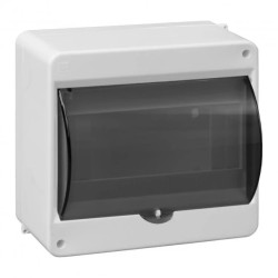 Obudowa modułowa natynkowa S-8, z szybką dymną, ze złączką N+PE, biała, IP40,OR-OM-13828/S8/Z