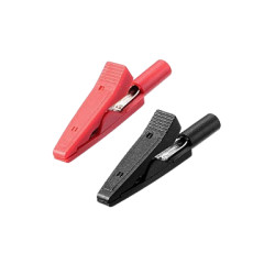 Krokodylek z gniazdem 2mm czarny L=41.5mm.