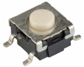 Short-stroke pushbutton, 1 Form A (N/O), 50 mA/24 VDC, unlit , actuator (ivory), 1.57 N, SMD, B3S-1000P