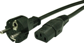 Device connection cable, Europe, plug type E + F, straight on C13 socket, straight, H05Z1Z1-F3G1.0 mm², black, 2.5 m, VIIG-H05Z1