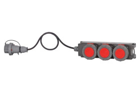 Rozdzielnica TRIBOX - gniazda 3x16A 5p, przewód OW 5x2,5mm2 - 5m z wtyczką 16A 5p IP65
