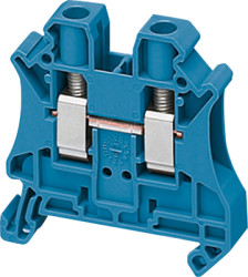 Terminal block, 2 pole, 0.2-6.0 mm², clamping points: 2, blue, screw connection, 41 A, NSYTRV62BL