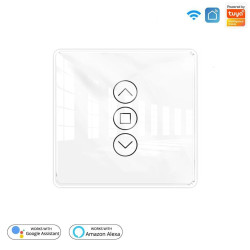 Dotykowy włącznik rolet WiFi+RF biały szklany z podświetlaniem Tuya Moes