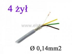 Kabel LIYCY 4 x 0,14 w ekranie linka CU szary