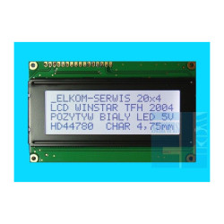 WYŚWIETLACZ LCD 4x20 WH2004 A TFH CT LED CYRYLICA 20x4 BIAŁY