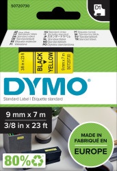 S0720730 DYMO D1 tape, 9 mm, black/yellow