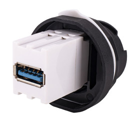 Złącze USB USB 3 Type A Montaż na panelu Żeński, Ver. Type A 2-portowe