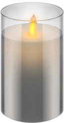 Świeca LED z prawdziwego wosku w szkle, 7,5 x 12,5 cm, szara 60371