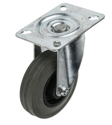 Koło samonastawne średnica kabla 100mm Płyta RS PRO 70kg wysokość całkowita 128mm