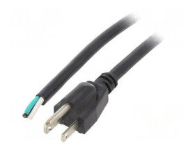 S21-3/16/1BK Kabel: 3x16AWG, NEMA 5-15 (B) wtyk, 1m, 13A