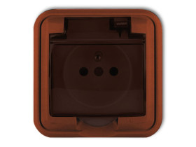 LIZA Gniazdo hermetyczne z uziemieniem (klapka dymna) brązowy 4GPH-1zd KARLIK