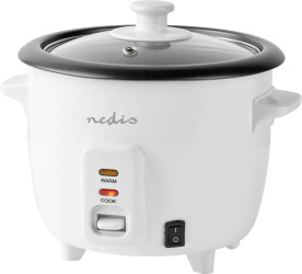 Ryżowar Nedis KARC06WT, 300 W, 0.6 l, biały, powłoka nieprzywierająca, lampka kontrolna