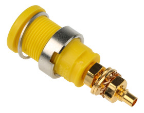 Gniazdo bananowe Żeński Połączenie lutowane typ Gniazdo bananowe Zielony/żółty 32A Hirschmann Test & Measurement