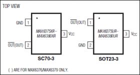 MAX6380 3-Pin, Ultra-Low-Power SC70/SOT23 Voltage Detectors