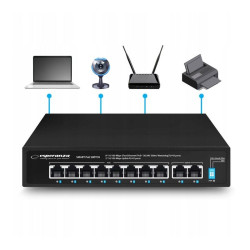 Switch 10-portowy (8x POE + 2 porty Uplink) 96W Esperanza ENS106