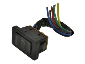 Przełącznik; klawiszowy (kołyskowy); ASW-21D; (ON)-ON-(ON); 2 tory; czarny; podświetlenie LED 12V; czerwony; monostabilny; z prz