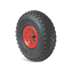 Kółko do wózka, Pneumatyczne, Guma, Czarny, Czerwony, obc.: 150kg, śred.: 260mm, szer.: 85mm