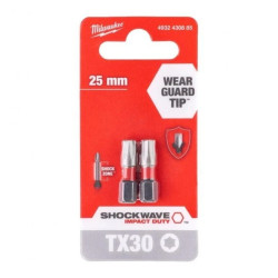 Bity udarowe do wkrętarki TORX TX30 25mm 1/4 SHOCKWAVE 2szt MILWAUKEE